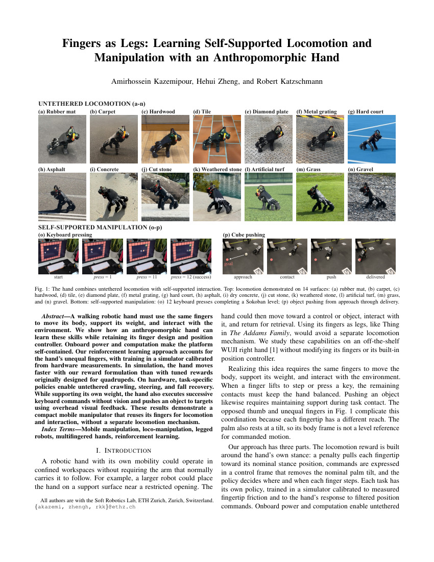 First page of the Fingers as Legs paper